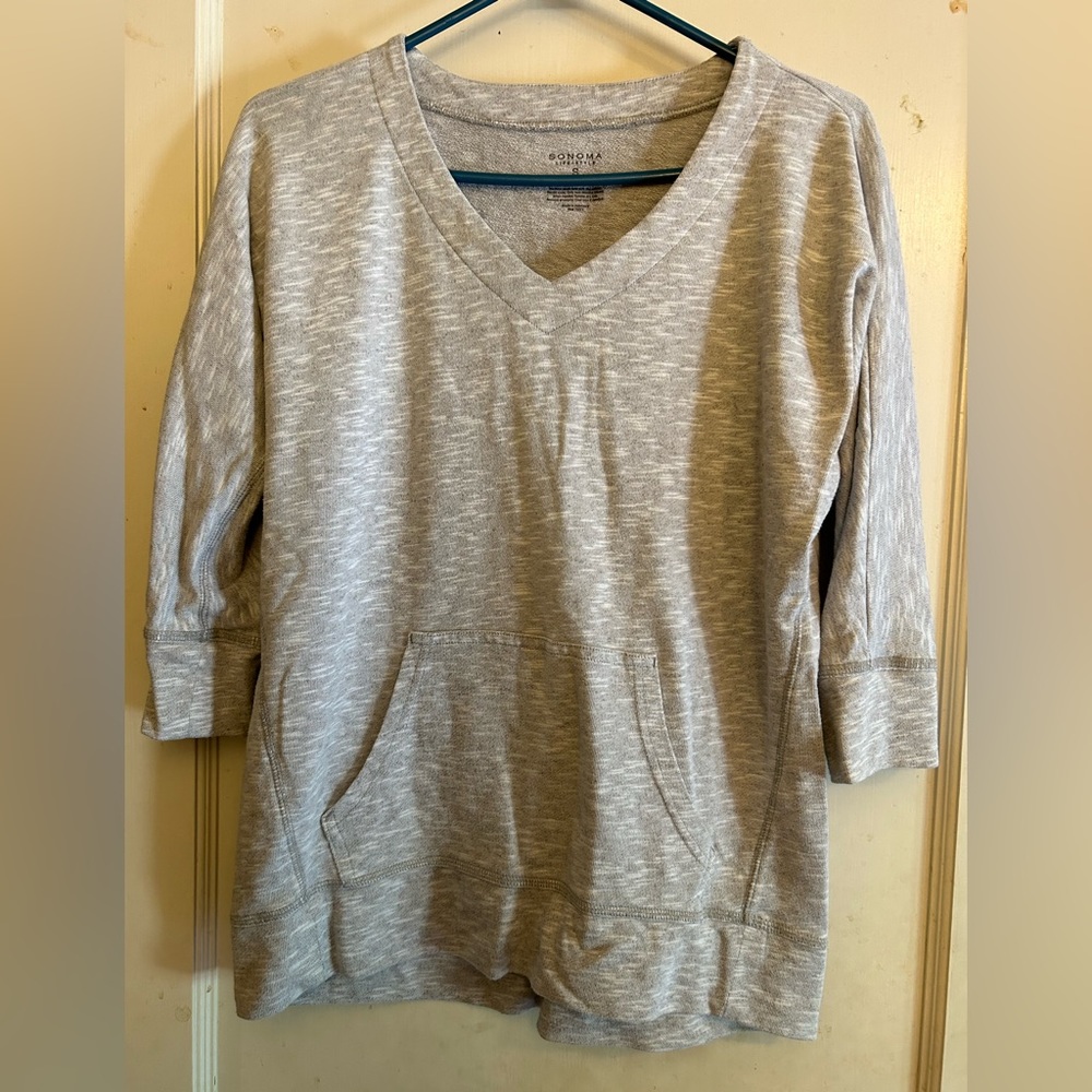 Sonoma Life + Style Grey Pullover Top with Pocket Size Medium.